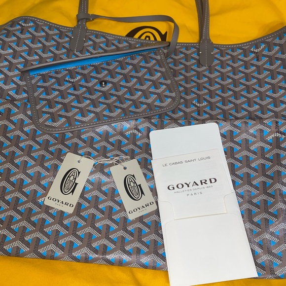 NEW GOYARD LIMITED EDITION Saint Louis Claire Voie GM Tote bag Turq/Grege - Picture 13 of 17